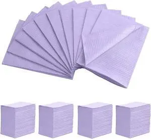 MEDICOM SafeBasics Dry-Back 2 Ply Disposable Dental Bibs  (2 ply tissue + 1 Ply Poly), 13"x18", Case of 500 - Lavender