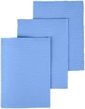 MEDICOM SafeBasics Dry-Back 2 Ply Disposable Dental Bibs  (2 ply tissue + 1 Ply Poly), 13"x18", Case of 500 - Blue