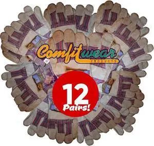 Heavy Duty Leather Palm Economy Gloves Fully Lined Leather Palm Value Pack of 12 Great For Home Garden Office Construction Cotton Backed