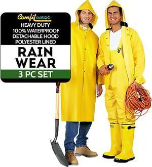 COMFITWEAR 3 Peice Rainsuit. PVC/Poly Heavy Duty Yellow Rainsuit (2X-Large)