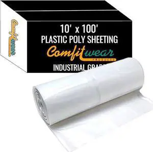 COMFITWEAR Plastic Poly Sheeting Strong & Durable Industrial (10' x 100') 6 mil 60 Poly Bags on Roll Total One Case