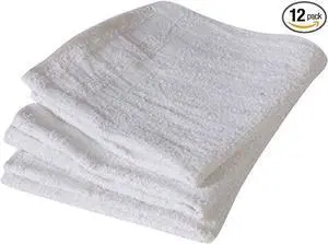 COMFITWEAR White Cotton Bar Mops, Terry Towels, (16" X 19") 1 Dozen