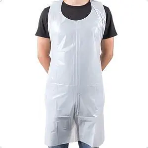COMFITWEAR 100-Pack Large White Disposable Waterproof Aprons , Individually Wrapped for Commercial, Household, and Salon Use