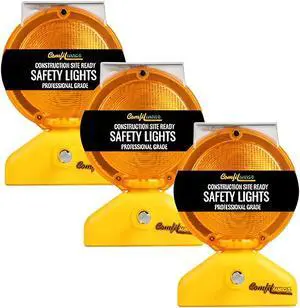 COMFITWEAR Barricade Light with Photocell 2-Sided Visibility UV Coated Safety Traffic Signal Light, Flashing Yellow Beacon Light for Car, Truck, Trailer, Boat, Warehouse, Parking Lot (3)