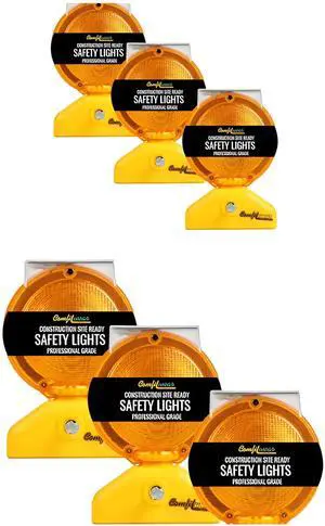 COMFITWEAR Barricade Light with Photocell 2-Sided Visibility UV Coated Safety Traffic Signal Light, Flashing Yellow Beacon Light for Car, Truck, Trailer, Boat, Warehouse, Parking Lot (6),(Pack of 6)