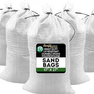 COMFITWEAR Heavy Duty Durable SandBags, Water Resistant UV Protection Polypropylene Sand Bags Ultra Tough Sandbags Hurricane Flooding Protection Gardening Construction (17 x 27, 10 PACK)