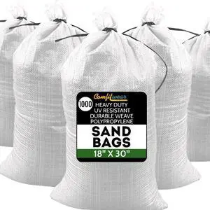 COMFITWEAR Heavy Duty Durable SandBags Empty Water Resistant UV Protection Polypropylene Sand Bags Ultra Tough Sandbags Hurricane Flooding Protection Gardening Construction (18' x 30',PACK OF 1000)