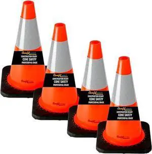 COMFITWEAR 18" Orange Traffic Cones 6" 3M Reflective Collars Construction Safety Playgrounds Street Safety (4, 18" - 6" REFLECTOR)