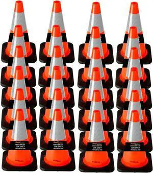 COMFITWEAR 18" Orange Traffic Cones 6" 3M Reflective Collars Construction Safety Playgrounds Street Safety (Pack of 24, 18" - 6" REFLECTOR)