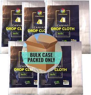 COMFITWEAR Heavy Duty Drop Cloth for Painting Slip Resistant Leak Resistant Washable Reusable Durable Canvas Fabric Highly Absorbent Furniture Indoor and Outdoor Use (Size :9 X 12,Pack of 5)