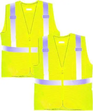 COMFITWEAR High Visibility Safety Vests for Construction Work School Outdoor Sports Traffic Safety Bright Yellow (2 Pack,Yellow,One Size)