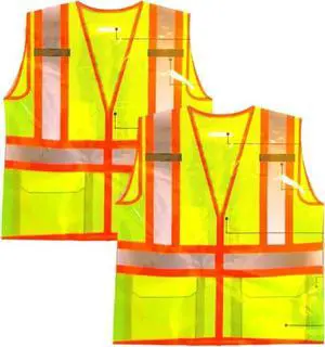 COMFITWEAR High Visibility Safety Vests for Construction,Work School Outdoor Sports Traffic Safety Orange/Yellow (2 Pack, XX-LARGE)