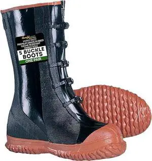 COMFITWEAR Heavy Duty Premium Grade Ozone Resistant Cotton Lined 5-Buckle Boots Rubber 1-Pair Safety Books Ribbed Sole Black (One pair, Size : 09 )