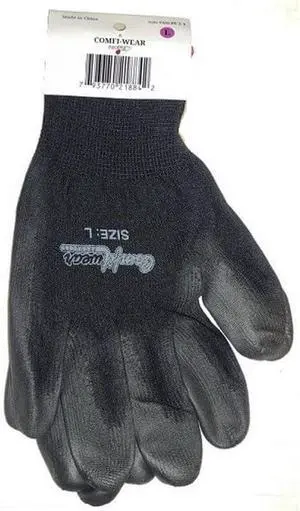 COMFITWEAR ComfiGrip Polyurethane Coated Black Gloves (Pack of 12)