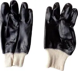 Comfort Lined Heavy Duty PVC Coated Chemical Resistant Clean Room Gloves Knit Gloves PACK OF 12