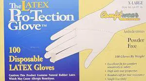 COMFITWEAR 200 Disposable Latex Gloves, Powder Free Size X-Large(2 Boxes,200 Gloves)