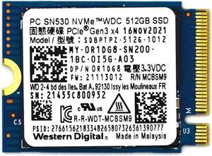 Western Digital PC SN530 512GB M.2 2230 NVMe PCIe GEN3 X4 SSD R1DG8 SDBPTPZ-512G M.2 SSD / Solid State Drive
