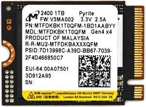 1TB Micron 2400 M.2 2230 NVMe PCIe 4.0x4 SSD MTFDKBK1T0QFM-1BD1AABYYR