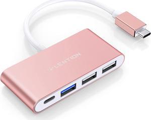 LENTION 4-in-1 USB-C Hub with Type C, USB 3.0, USB 2.0 Compatible 2023-2016 MacBook Pro 13/14/15/16, New Mac Air/Surface, ChromeBook, More, Multiport Charging & Connecting Adapter (CB-C13, Rose Gold)