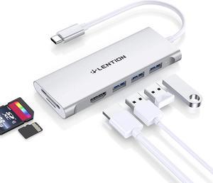 LENTION USB C Hub with 4K HDMI,3 USB 3.0, SD 3.0 Card Reader Compatible 2023-2016 MacBook Pro 13/15/16,New Mac Air/iPad Pro/Surface,More,Multiport Dongle Adapter(CB-C34,Silver)