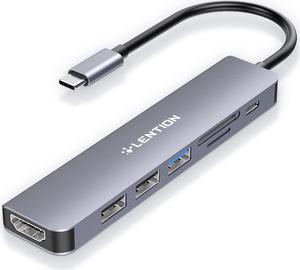 LENTION USB C Hub with 100W Charging,4K HDMI,Dual Card Reader,USB 3.0 & 2.0 Compatible 2023-2016 MacBook Pro,New Mac Air/Surface,Chromebook,More(CB-CE18,Space Gray)