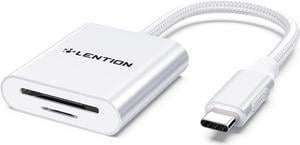 LENTION USB C to SD/Micro SD Card Reader,Type C SD 3.0 Card Adapter Compatible 2023-2016 MacBook Pro 13/14/15/16,New Mac Air/iPad Pro/Surface,Samsung,More(CB-C8,Silver)