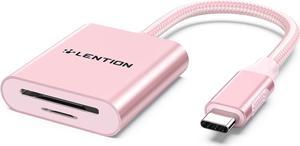 LENTION USB C to SD/Micro SD Card Reader,Type C SD 3.0 Card Adapter Compatible 2023-2016 MacBook Pro 13/14/15/16,New Mac Air/iPad Pro/Surface,Samsung,More(CB-C8,Rose Gold)
