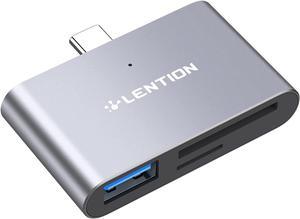 LENTION USB C to SD / Micro SD Card Reader with USB 3.0 Adapter Compatible 2023-2016 MacBook Pro,New iPad Pro/Mac Air,Surface,Phone/Tablet,More(CB-CS15,Space Gray)