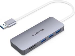 LENTION USB 3.0 Hub with 3 USB 3.0 & SD/Micro SD Card Reader Adapter for Micro/SDXC/SDHC/SD/UHS-I Cards Compatible MacBook Air/Pro(Previous Generation),Surface,Chromebook,More(CB-H15,Space Gray)