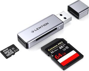 LENTION USB 3.0 Type A to SD/Micro SD Card Reader, SD 3.0 Card Adapter for SD/SDXC/SDHC, Micro SD/Micro SDXC/Micro SDHC Cards Compatible MacBook Pro/Air, Surface, Chromebook, More (CB-H7, Space Gray)
