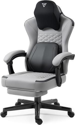 Vigosit Gaming Chair with Heated Massage Lumbar Support, Ergonomic Gaming Computer Chair with Pocket Spring Cushion and Footrest, Recliner High Back PC Chair for Adult, 330lbs, Grey