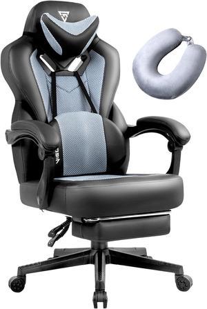 Vigosit Gaming Chair with Footrest, Mesh Gaming Chair for Heavy People, Ergonomic Reclining Gamer Computer Chair for Adult, Big and Tall Office PC Chair Gaming with Massage Grey