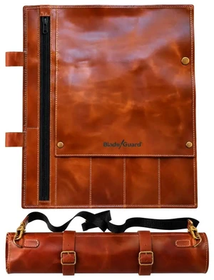 Blade Guard? Premium Leather Chef Knife Roll Bag - 5 pocket Blade Guard? Premium Leather Chef Knife Roll Bag - 5 pocket