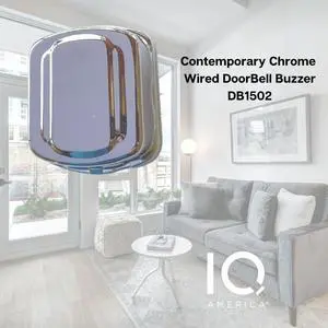IQ America DB1502 Wired Doorbell Chime Buzzer Contemporary Retro Chrome General Purpose for Use with DT1610A 16V Transformer Residential or Business
