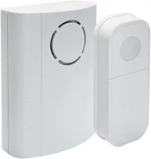 IQ America WD1020 Portable Wireless Battery Operated Contemporary Door Chime Door Bell with Pushbutton 2 Melody Notes 100 foot Range Simple Installation and Programming Bring It Anywhere