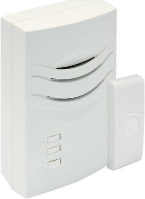 IQ America WD1150 Wireless Plugin Contemporary Door Chime Door Bell 1 Pushbutton 3 Melody Notes Westminster Chime Volume Control 150 foot Range Simple Install Use Anywhere RV Cabin Office! White