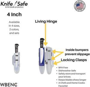 BladeGuard KnifeSafe Knife Blade Case Protective Cutlery Cover Edge Guard Sheath, Safely Store and Transport Kitchen Camping Hunting Sports RV Dishwasher Safe for Chef's & Home Cooks 4in Clear