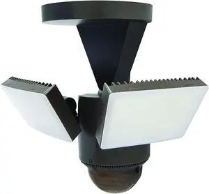 IQ America LM1811 Motion Security Flood Light Eave/Soffit or Wall Universal Mount 1100 Lumen LED Outdoor Weatherproof Motion Sensor, 180° 50' Detection, Yard Barn Shed Workshop Garage Light WH Bronze
