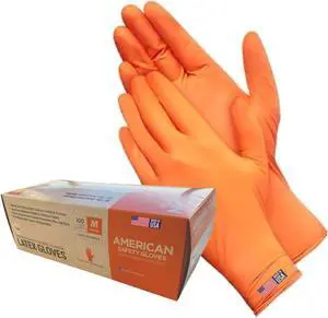 American Safety Glove Disposable Low Protein Natural Rubber Non-Allergy 7 MIL 1PK (100 Gloves) Large 1 box