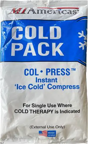 COL-PRESS Instant Cold Pack Ice Pack Disposable Single Use Ice Cold Compression Therapy for Pain Relief from Swelling Direct Skin Contact 8" x 5" 20-30 Min of Relief 24 Pack