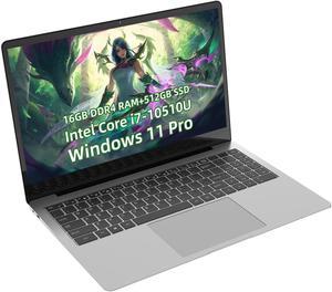 JUSTTHINK 15.6" Laptop Computer,Core i7 Processor 16GB DDR4 RAM+512GB SSD 1080P FHD Gaming Laptop with Full Size Backlit Keyboard, Fingerprint, WiFi 2.4/5G ,Bluetooth 4.2