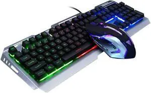 Keyboard and Mouse Combo,Color Changing Keyboard,Lighted Keyboad,USB Gaming Keyboard Set,RGB LED Keyboard,Waterproof Dust Proof Durable Metal Frame,for Prime Games (RGB)
