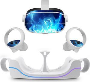 VeeR Charging Dock for Quest 2,VR Headset Charging Stand Compatible with Meta Quest 2 Accessories Wall Mount Charger Station, USB-C Link Cable - White