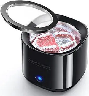 Ultrasonic Cleaner for Dentures, 25W Professional Ultrasonic Cleaner Machine for all Dental, Retainer, Aligner, Braces, Mouth Guards, Toothbrush Head, Shaver Head, Jewelry, Black