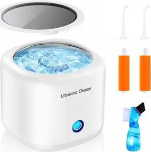 Raymmnod Ultrasonic Cleaner for Dentures, Invisalign, Mouth Guard, Aligner, Whitening Trays, 43kHz 180ML Portable Ultrasonic Jewelry Cleaner Ultrasonic Retainer Cleaner for Home and Travel Use