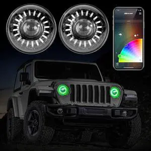 XK Glow XK-7IN-JP-KIT-JL 7" LED Headlight Kit for Jeep | XKchrome Smartphone App
