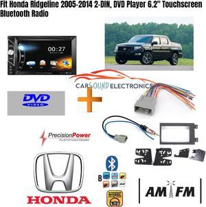 Fit Honda Ridgeline 2005-2014 2-DIN, DVD Player 6.2" Touchscreen Bluetooth Radio