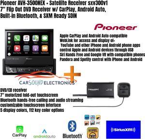 Pioneer AVH-3500NEX + Satellite Receiver sxv300v1 7" Flip Out DVD Receiver w/ CarPlay, Android Auto, Built-in Bluetooth, & SXM Ready SDIN