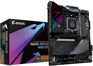 GIGABYTE B650E AORUS MASTER AM5 LGA 1718 AMD B650 ATX Motherboard DDR5, Quad M.2, PCIe 5.0, USB 3.2 Gen2X2 Type-C, AMD WiFi 6E, Intel 2.5GbE LAN, Q-Flash Plus, EZ-Latch Plus GIGABYTE B650E AORUS MASTER AM5 LGA 1718 AMD B650 ATX Motherboard DDR5, Quad M.2, PCIe 5.0, USB 3.2 Gen2X2 Type-C, AMD WiFi 6E, Intel 2.5GbE LAN, Q-Flash Plus, EZ-Latch Plus