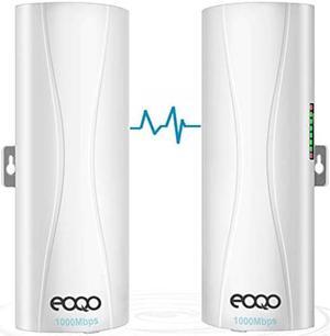 Gigabit Wireless Bridge,5.8G 1000Mbps 1Gbps Point to Point WiFi Outdoor AP CPE Kit with 16dBi High-Gain Antenna, Long Range Up to 3KM for PTP/PTMP, WiFi Bridge with Ethernet Port 2-Pack (1000Mbps)